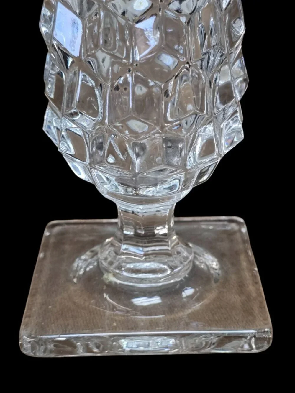 Vintage Fostoria American Cubist Flared Trumpet Vase